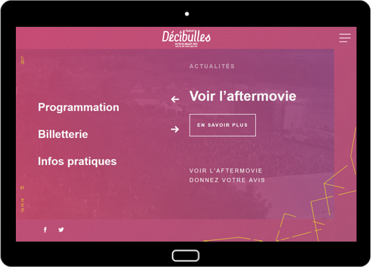Aperçu de la page d'accueil du site Décibulles 2017